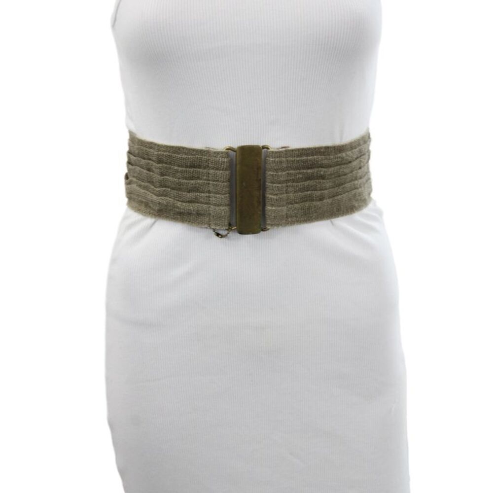 Streets Ahead Knit Canvas Waist Belt Taupe Brown Size XS